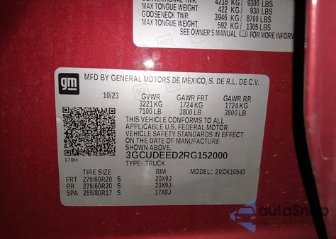 2024 Chevrolet Silverado 1500 4Wd Short Bed Rst from USA, damaged, VIN 3GCUDEED2RG152000